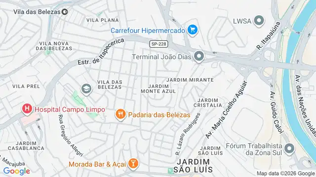 Mapa do bairro Jardim Monte Azul, Sao Paulo - SP