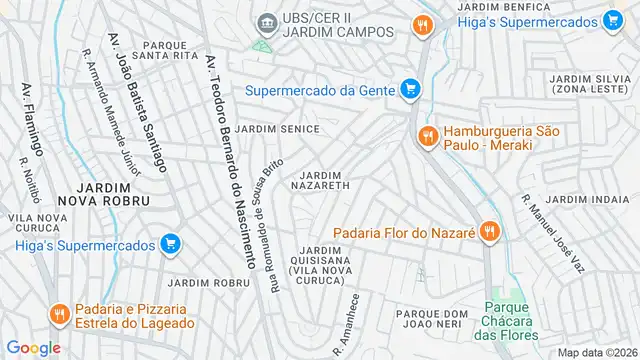 Mapa do bairro Jardim Nazareth, Sao Paulo - SP