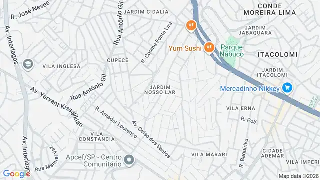 Mapa do bairro Jardim Nosso Lar, Sao Paulo - SP