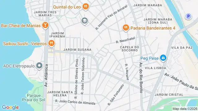 Mapa do bairro Jardim Paqueta (Zona Sul), Sao Paulo - SP