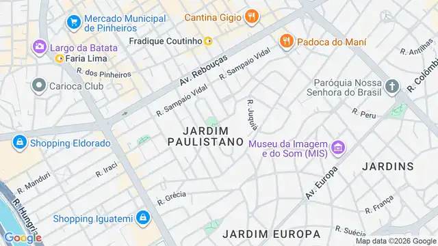 Mapa do bairro Jardim Paulistano, Sao Paulo - SP