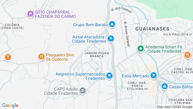 Mapa do bairro Jardim Pedra Branca, Sao Paulo - SP