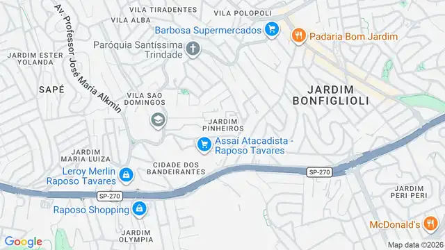 Mapa do bairro Jardim Pinheiros, Sao Paulo - SP
