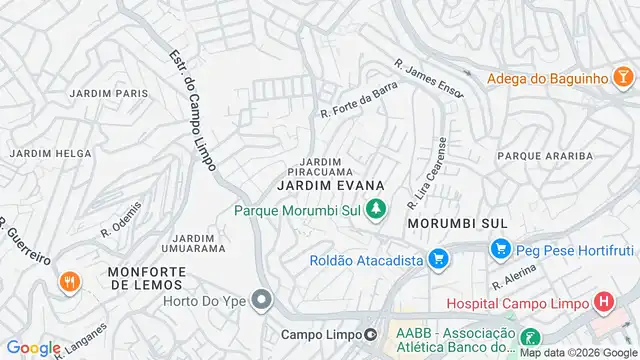 Mapa do bairro Jardim Piracuama, Sao Paulo - SP