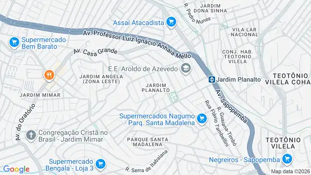 Mapa do bairro Jardim Planalto, Sao Paulo - SP