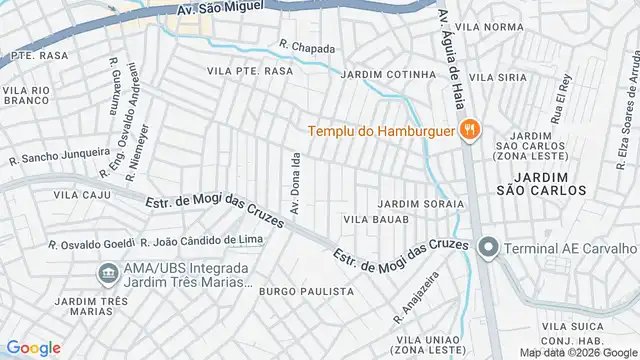 Mapa do bairro Jardim Ponte Rasa, Sao Paulo - SP