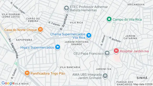 Mapa do bairro Jardim Porteira Grande, Sao Paulo - SP