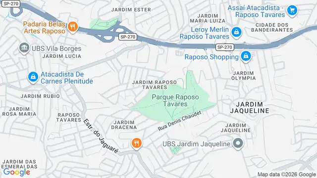 Mapa do bairro Jardim Raposo Tavares, Sao Paulo - SP