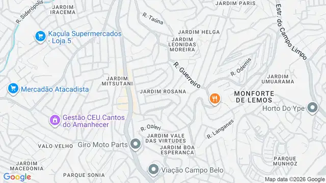 Mapa do bairro Jardim Rosana, Sao Paulo - SP