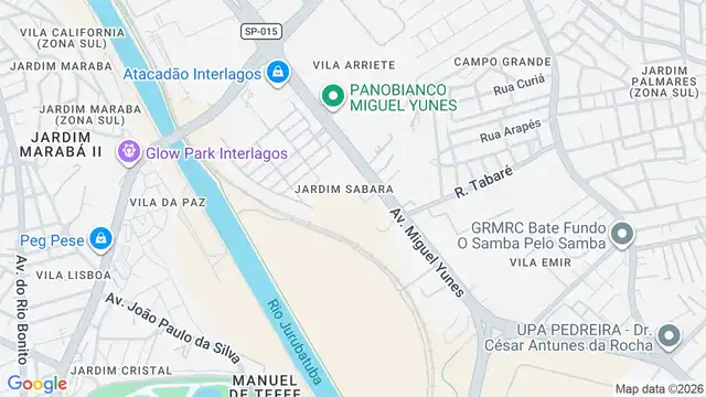 Mapa do bairro Jardim Sabara, Sao Paulo - SP