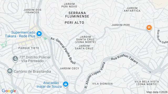 Mapa do bairro Jardim Santa Cruz (Parelheiros), Sao Paulo - SP
