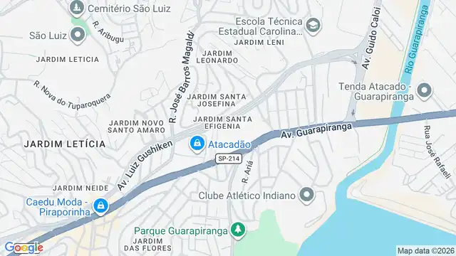 Mapa do bairro Jardim Santa Efigênia, Sao Paulo - SP