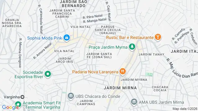 Mapa do bairro Jardim Santa Fé (Zona Sul), Sao Paulo - SP