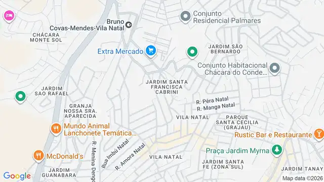 Mapa do bairro Jardim Santa Francisca Cabrini, Sao Paulo - SP