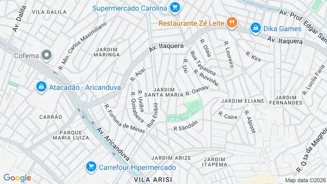 Mapa do bairro Jardim Santa Maria, Sao Paulo - SP