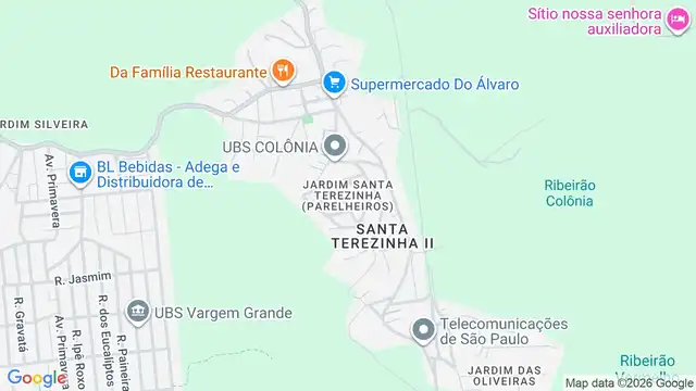 Mapa do bairro Jardim Santa Terezinha (Parelheiros), Sao Paulo - SP