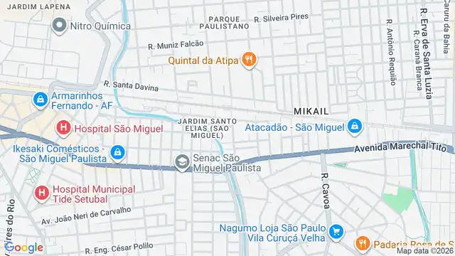 Mapa do bairro Jardim Santo Elias (Sao Miguel), Sao Paulo - SP