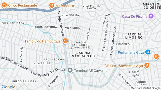 Mapa do bairro Jardim São Carlos (Zona Leste), Sao Paulo - SP