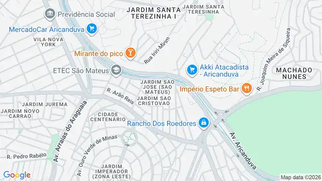 Mapa do bairro Jardim Sao Jose (Sao Mateus), Sao Paulo - SP