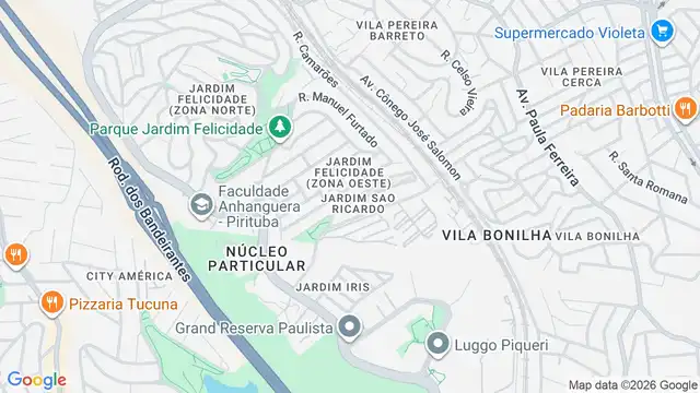 Mapa do bairro Jardim Sao Ricardo, Sao Paulo - SP