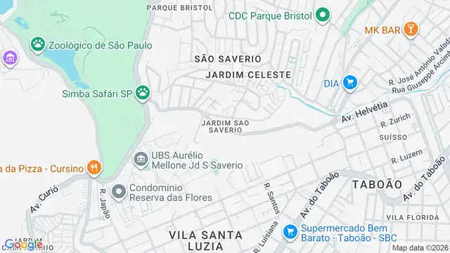 Mapa do bairro Jardim São Savério, Sao Paulo - SP
