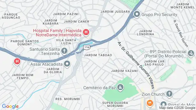 Mapa do bairro Jardim Taboão, Sao Paulo - SP