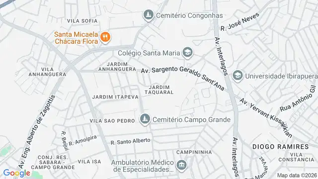 Mapa do bairro Jardim Taquaral, Sao Paulo - SP