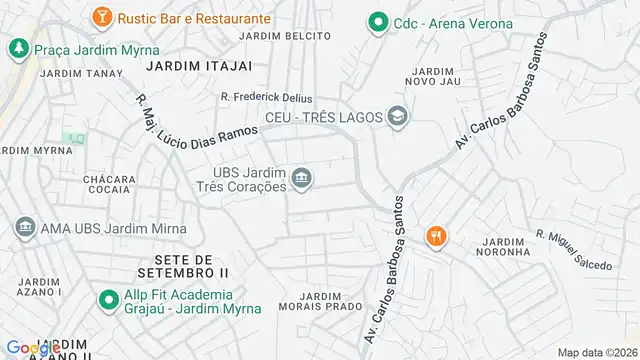 Mapa do bairro Jardim Três Corações, Sao Paulo - SP