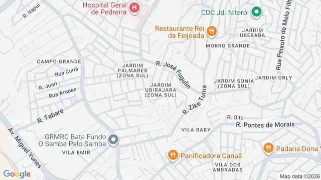 Mapa do bairro Jardim Ubirajara (Zona Sul), Sao Paulo - SP