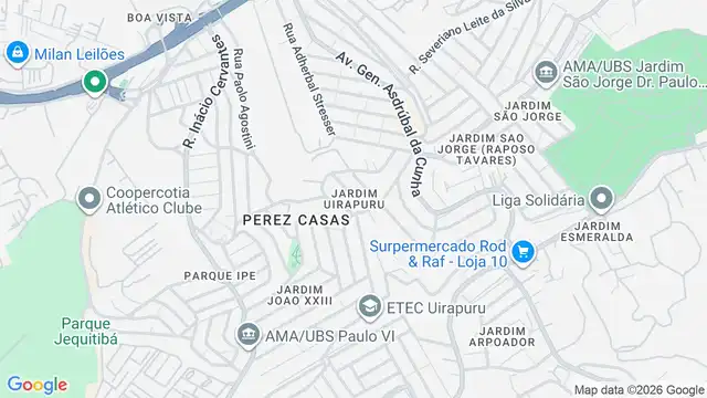 Mapa do bairro Jardim Uirapuru, Sao Paulo - SP