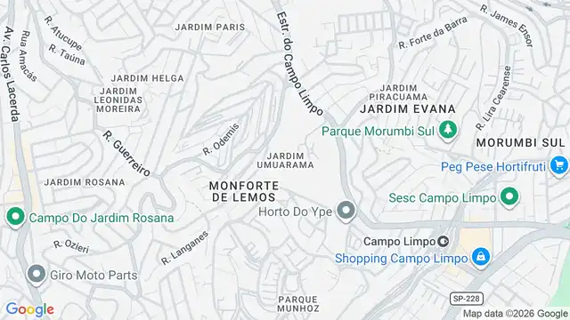 Mapa do bairro Jardim Umuarama, Sao Paulo - SP
