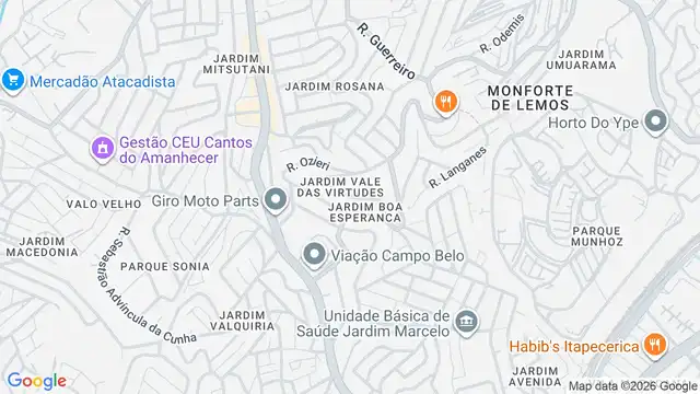 Mapa do bairro Jardim Vale das Virtudes, Sao Paulo - SP