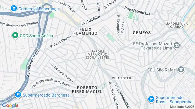 Mapa do bairro Jardim Vera Cruz(Zona Leste), Sao Paulo - SP