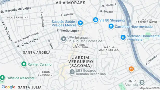 Mapa do bairro Jardim Vergueiro (Sacoma), Sao Paulo - SP