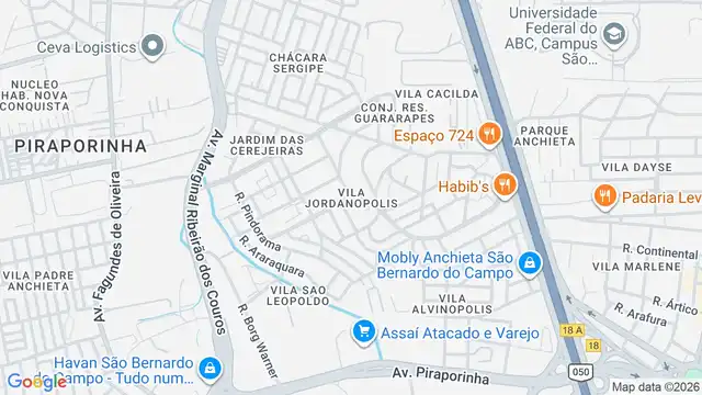 Mapa do bairro Jordanópolis, Sao Paulo - SP