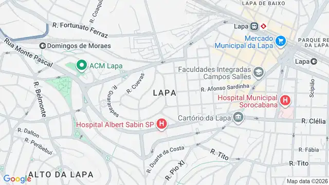 Mapa do bairro Lapa, Sao Paulo - SP