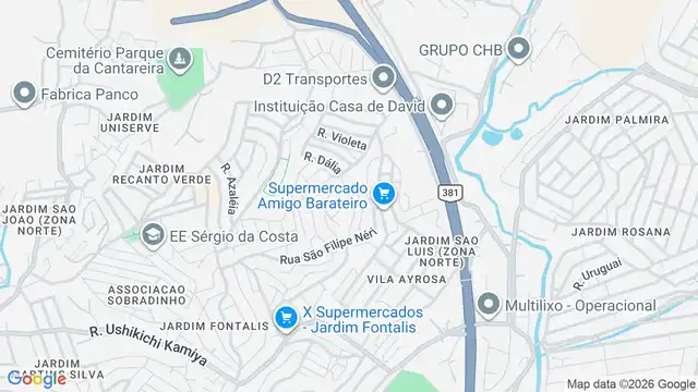 Mapa do bairro Mata Fria, Sao Paulo - SP