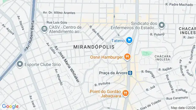 Mapa do bairro Mirandópolis, Sao Paulo - SP