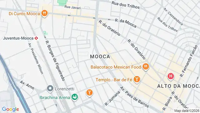 Mapa do bairro Mooca, Sao Paulo - SP