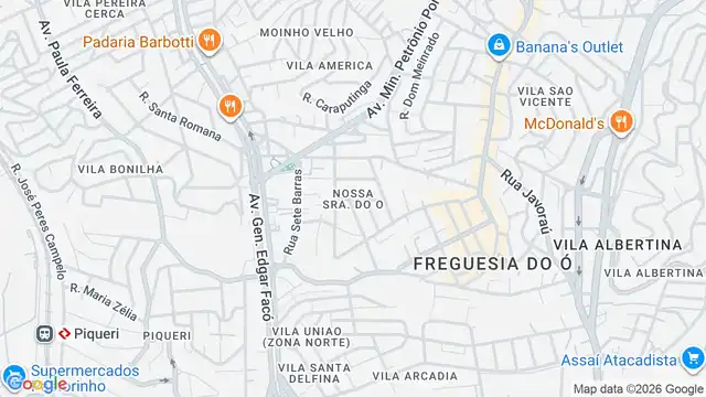 Mapa do bairro Nossa Senhora do Ó, Sao Paulo - SP