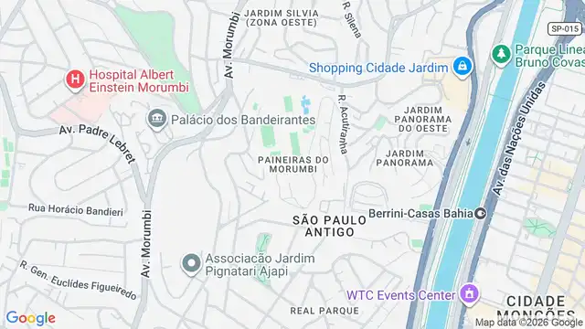 Mapa do bairro Paineiras do Morumbi, Sao Paulo - SP