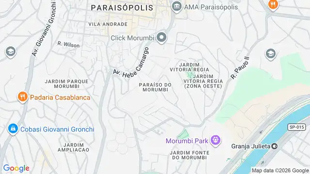 Mapa do bairro Paraíso do Morumbi, Sao Paulo - SP