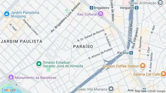 Mapa do bairro Paraíso, Sao Paulo - SP