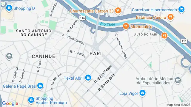 Mapa do bairro Pari, Sao Paulo - SP