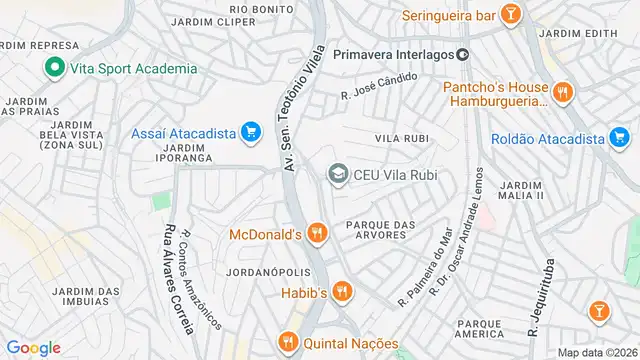 Mapa do bairro Parque Alto do Rio Bonito, Sao Paulo - SP