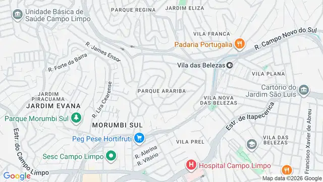 Mapa do bairro Parque Arariba, Sao Paulo - SP