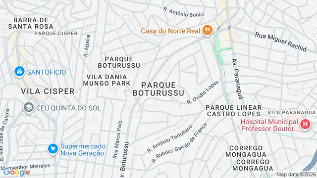 Mapa do bairro Parque Boturussu, Sao Paulo - SP