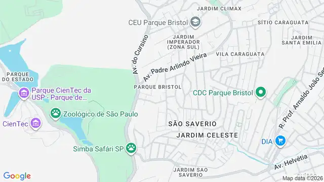 Mapa do bairro Parque Bristol, Sao Paulo - SP