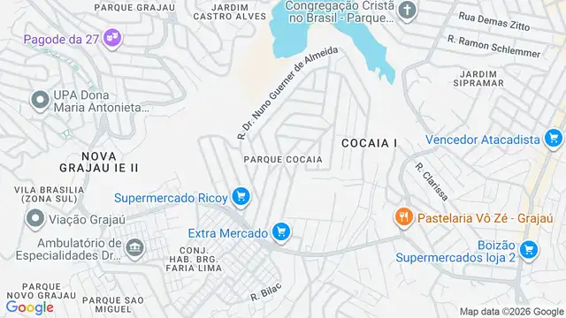 Mapa do bairro Parque Cocaia, Sao Paulo - SP