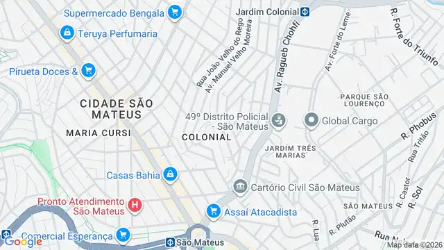 Mapa do bairro Parque Colonial, Sao Paulo - SP